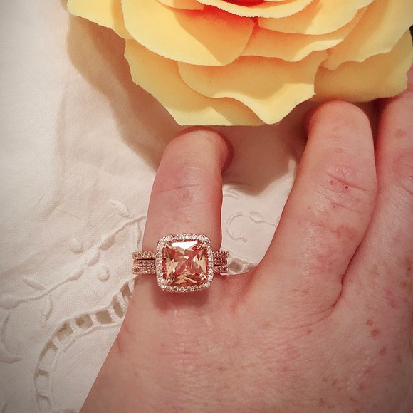 White Sapphire and Rose Gold Wedding Wrap Ring - Picture 5 of 8